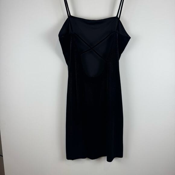 Vintage 90s Y2K PS PerSeption Spaghetti Strap Textured Black Slip Dress ~ Large - Picture 5 of 12